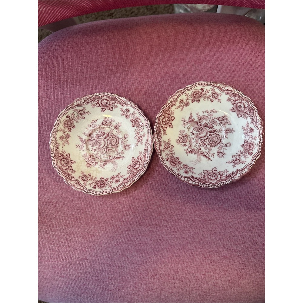Crown Ducal Bristol Pink  Scalloped Rimmed 5.75" Saucer Set Lot Of 2 England